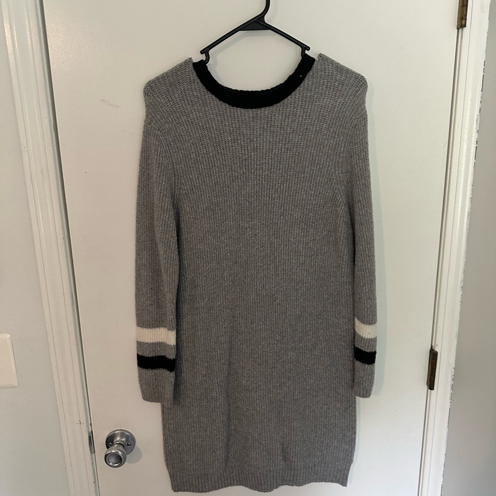 POPSUGAR Gray Knit Sweater with Black Accents